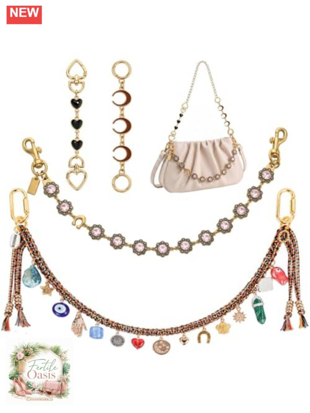 4 Pack Bag Chain Charm, Purse Charms Wallet Chain, Bag Extender Chain with